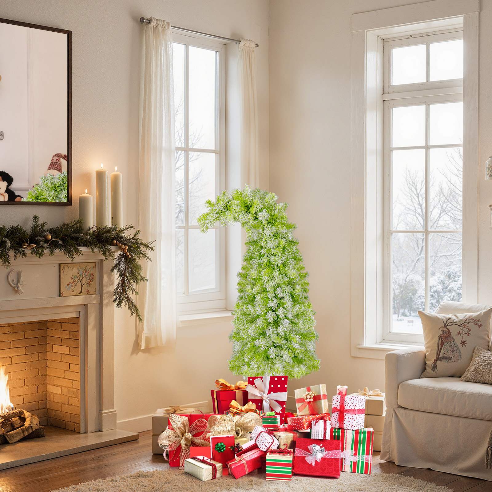 Whimsical Christmas Tree Pre-Lit Holiday Xmas Decor w/ Bendable Top 8 ...